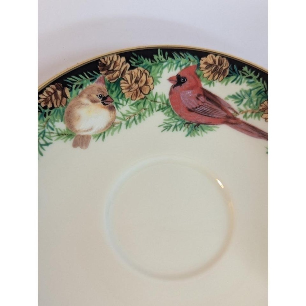 Lenox Birds of America Cardinal Set of 2 Teacups & Saucers 1993 - Picture 6 of 8